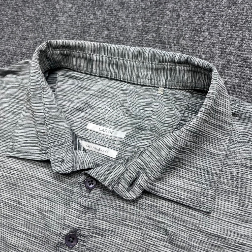 Swannies Golf Performance Activewear Gray Space Dye Ribbed Polo Shirt